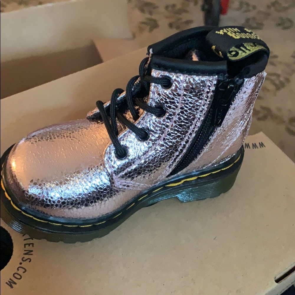 Pink metallic Dr. Martens